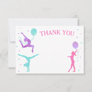 Gymnastics Gymnast Birthday Party Thank You Cards