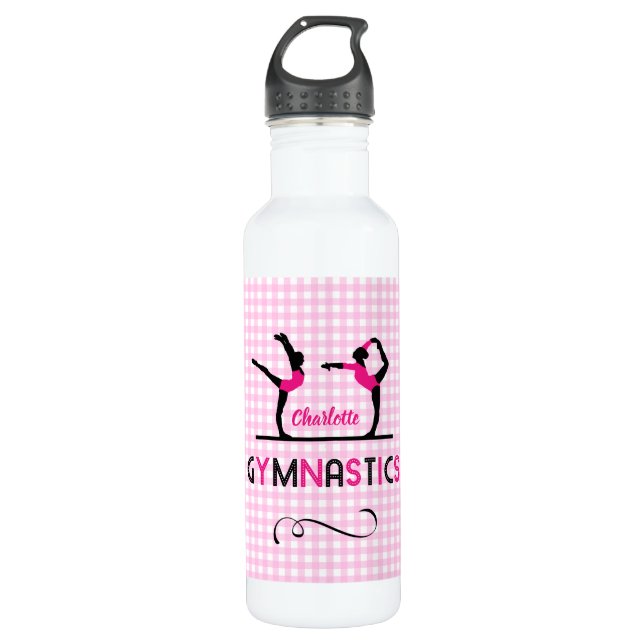 Gymnastics Gymnast Figures Cute Pink Personalised 710 Ml Water Bottle (Front)