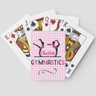 Gymnastics Gymnast Figures Cute Pink Personalised Playing Cards