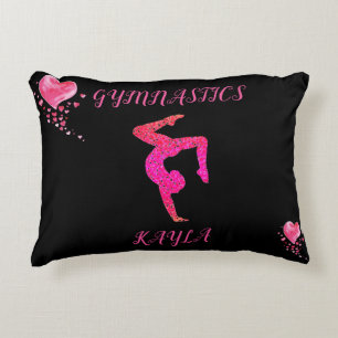 Gymnastics gymnast & hearts personalised   accent  decorative cushion