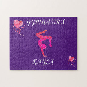 Gymnastics gymnast & hearts personalised puzzle. j jigsaw puzzle