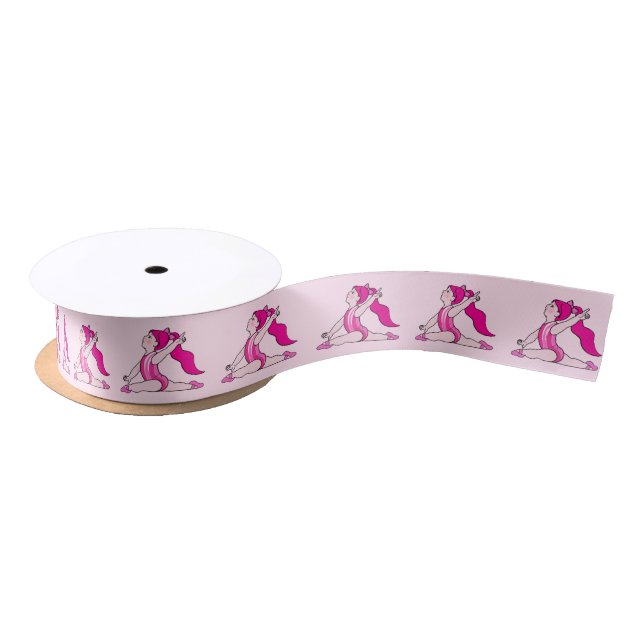 Gymnastics: Gymnast in Pink 1.5 Inches Satin Ribbon (Spool)