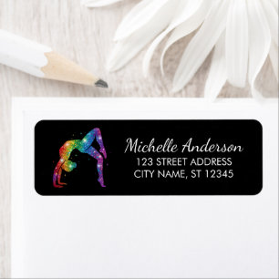 Gymnastics Gymnast Sparkly Glitter Return Address 