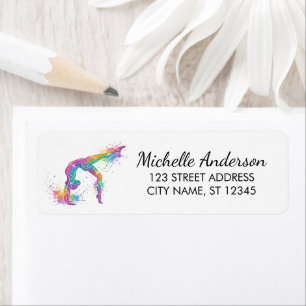 Gymnastics Gymnast Sparkly Glitter Return Address 