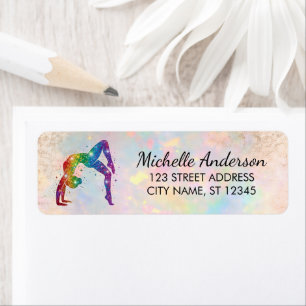 Gymnastics Gymnast Sparkly Glitter Return Address 