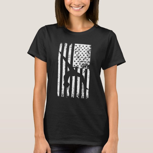 Gymnastics gymnastics coach US flag gymnsatics des T-Shirt (Front)