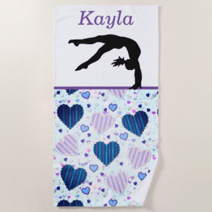 Gymnastics Handspring Over Hearts Beach Towel