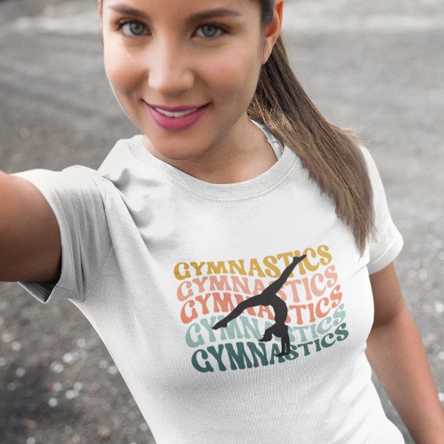 Gymnastics Handstand Retro Wave Typography T-Shirt (Creator Uploaded)