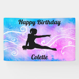 Gymnastics "Happy Birthday" Custom Swirls Banner