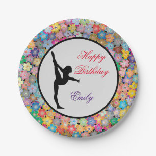 Gymnastics Happy Birthday Personalised Paper Plate