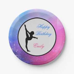 Gymnastics Happy Birthday Pink / Blue Paper Plates
