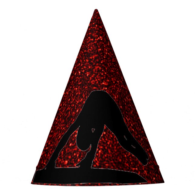 Gymnastics "Happy Birthday" Red Sparkle Vault Party Hat (Front)