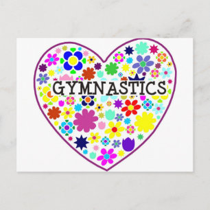 Gymnastics Heart with Flowers Postcard