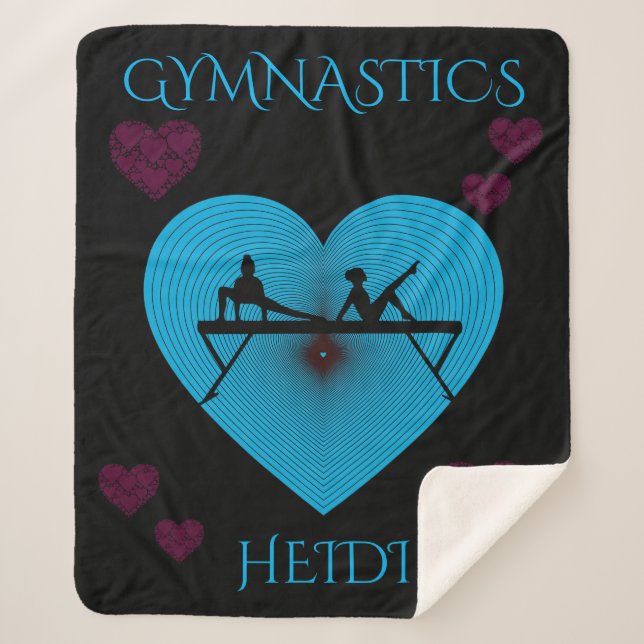 Gymnastics hearts & gymnast custom blanket. sherpa blanket (Front)