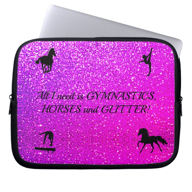 Gymnastics Horses Glitter Electronics Bag (Front)