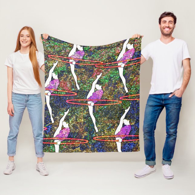 Gymnastics Hula Hoop dance colourful pattern gift Fleece Blanket (In Situ)