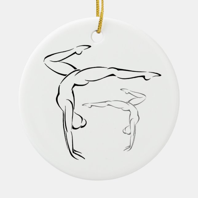 Gymnastics II Ceramic Tree Decoration (Front)