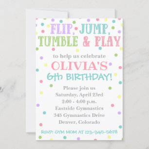 Gymnastics Invitation   Gymnastics Birthday Invite