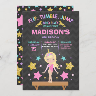 Gymnastics Invitation Unicorn Gymnastics Party