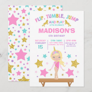 Gymnastics Invitation Unicorn Gymnastics Party