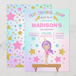 Gymnastics Invitation Unicorn Gymnastics Party