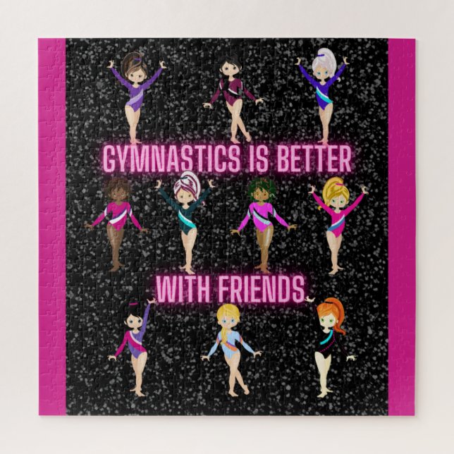 Gymnastics Is Better With Friends Dark Sparkle   Jigsaw Puzzle (Vertical)