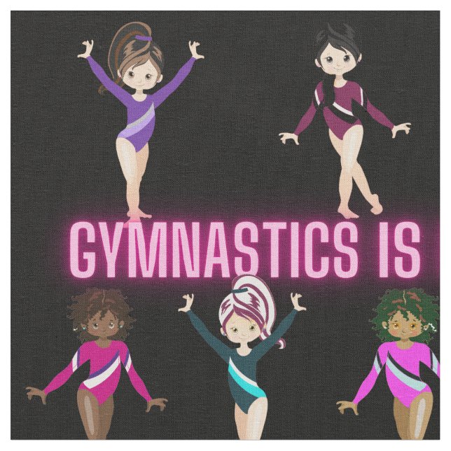 Gymnastics Is Better With Friends Pink Font Fabric (Close Up)