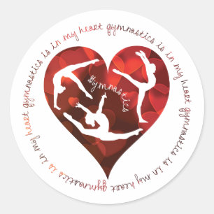 Gymnastics Is In My Heart Red Round Stickers