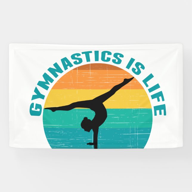 Gymnastics is Life Beautiful Sunset Gymnast Banner (Horizontal)