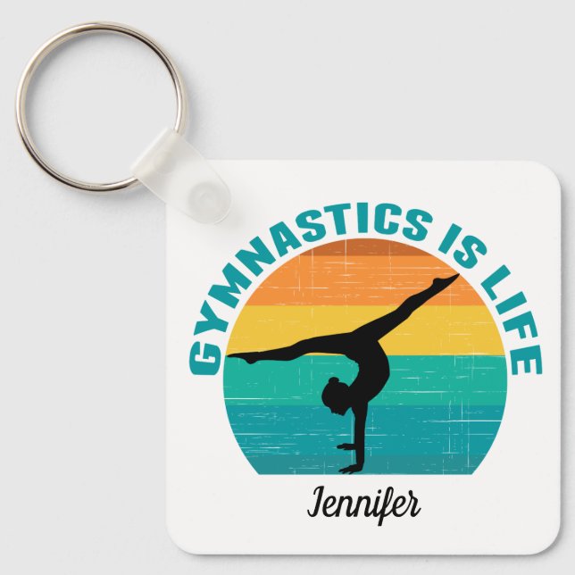 Gymnastics is Life Beautiful Sunset Gymnast Custom Key Ring (Front)