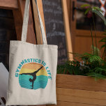 Gymnastics is Life Beautiful Sunset Gymnast Teal Tote Bag<br><div class="desc">Gymnastics is Life. Cute sunset gymnast gift featuring a beautiful colourful background behind a woman doing a pretty handstand with the splits.</div>