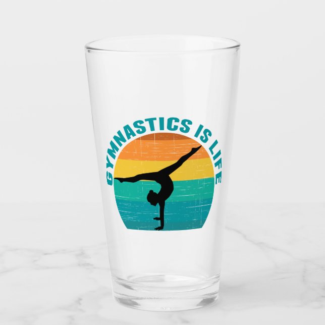 Gymnastics is Life Cool Sunset Gymnast Glass (Front)