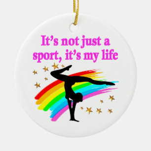 GYMNASTICS IS MY LIFE CERAMIC TREE DECORATION
