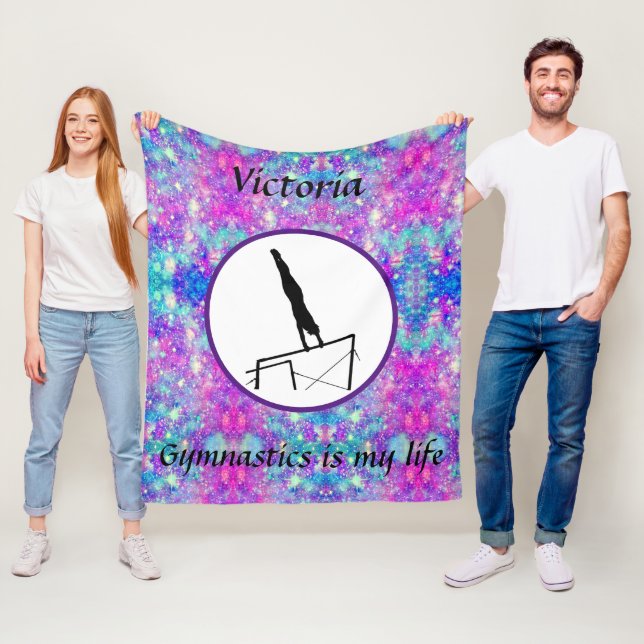 Gymnastics is my life - Custom Gymnast Uneven Bars Fleece Blanket (In Situ)