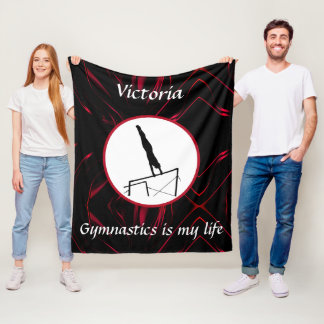 Gymnastics is my life - Custom Gymnast Uneven Bars Fleece Blanket