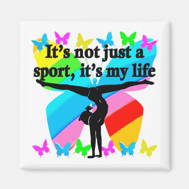 GYMNASTICS IS MY LIFE RAINBOW DESIGN MAGNET (Front)