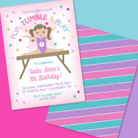 Gymnastics Jump Birthday Party Brunette