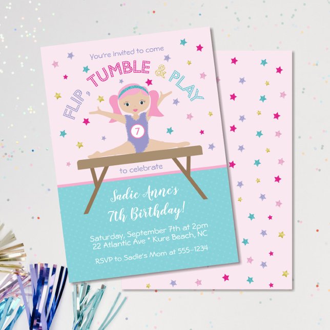 Gymnastics Jump Birthday Party Invitation (Creator Uploaded)
