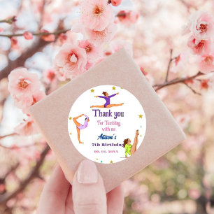 Gymnastics  jump Cartwheels girl birthday party Classic Round Sticker