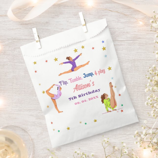 Gymnastics  jump Cartwheels girl birthday party Favour Bags (Clipped)