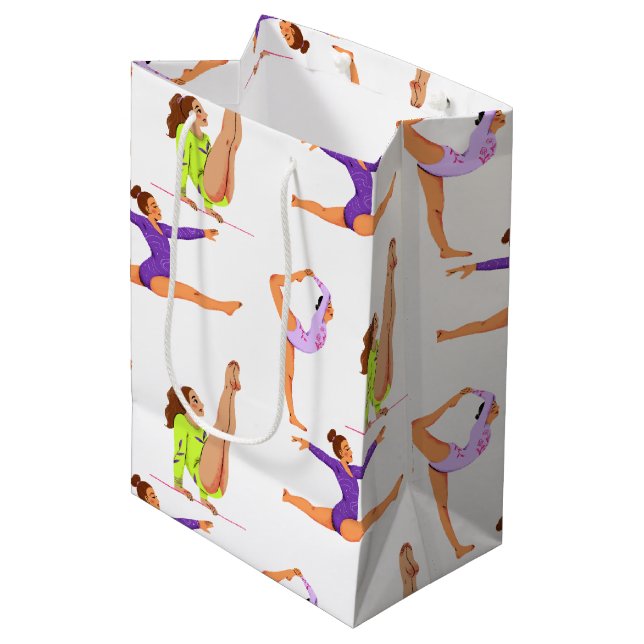 Gymnastics jump Cartwheels girl birthday party Gif Medium Gift Bag (Front Angled)