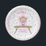 Gymnastics Jump Party Red Hair Birthday Party Paper Plate<br><div class="desc">This design is in our gymnastics theme with a cute little red-headed gymnast on a glittery, starry background. Other hair colours available as well! Click the customise button for more flexibility in adjusting the text! Variations of this design as well as coordinating products are available in our shop, zazzle.com/store/doodlelulu. Contact...</div>