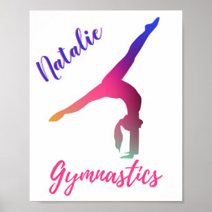Gymnastics Kickover Pink Purple Personalised Poster