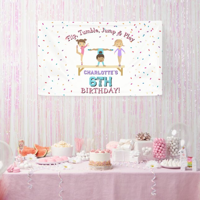 Gymnastics Kids Girl Birthday Party Theme Banner (Party)