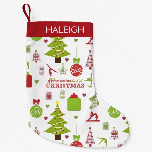 Gymnastics kind of Christmas w/ Monogram Small Christmas Stocking (Front)