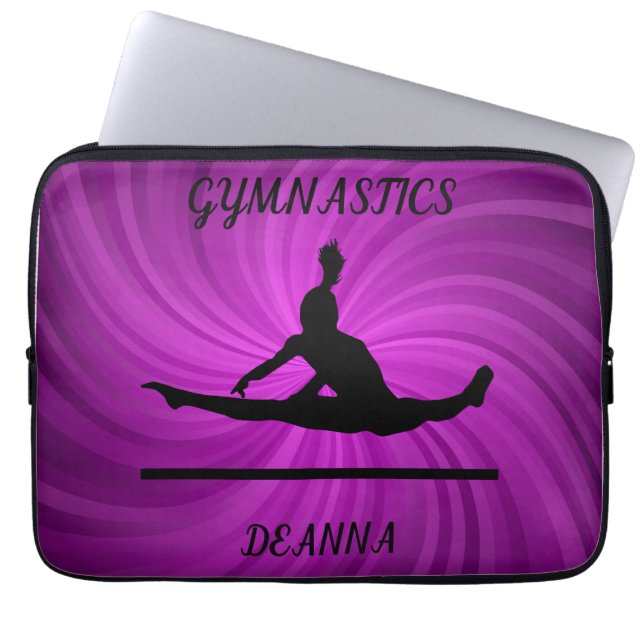Gymnastics LAPTOP SLEEVE with personalized name. (Front)