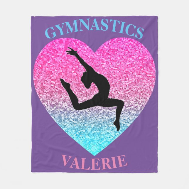 Gymnastics Leap Fleece Blanket w/ Name (Front)