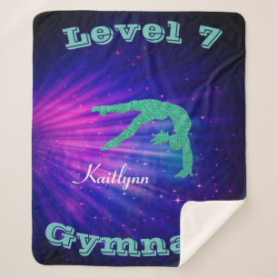 Gymnastics Level 7 Starburst - Custom Name/Level # Sherpa Blanket