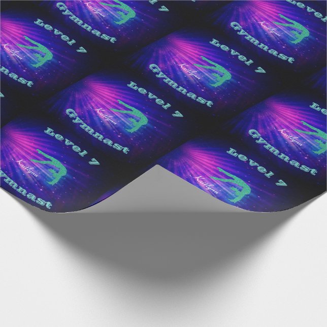 Gymnastics Level 7 Starburst - Custom Name/Level # Wrapping Paper (Corner)