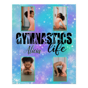 Gymnastics Life Pastel Personalised Name & 4 Photo Poster